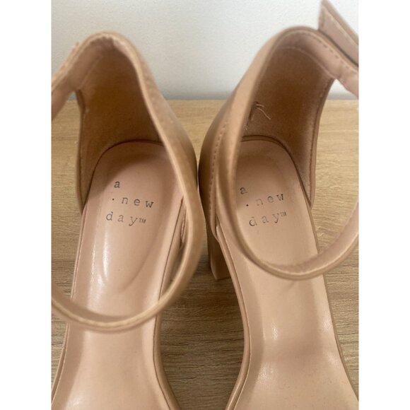 Ankle Strap Block Heel Sandals In Nude Tan By A New Day Size 6.5 - Picture 4 of 7